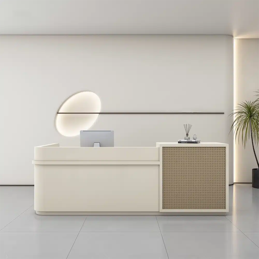 Modern Cream Color Reception Desk - For Boutique, School & Salon