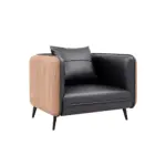 Gray Wood Grain Leather Sofa - Modern Business Reception