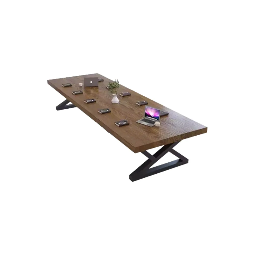 Nordic Industrial-Style Solid Wood Large Conference Table