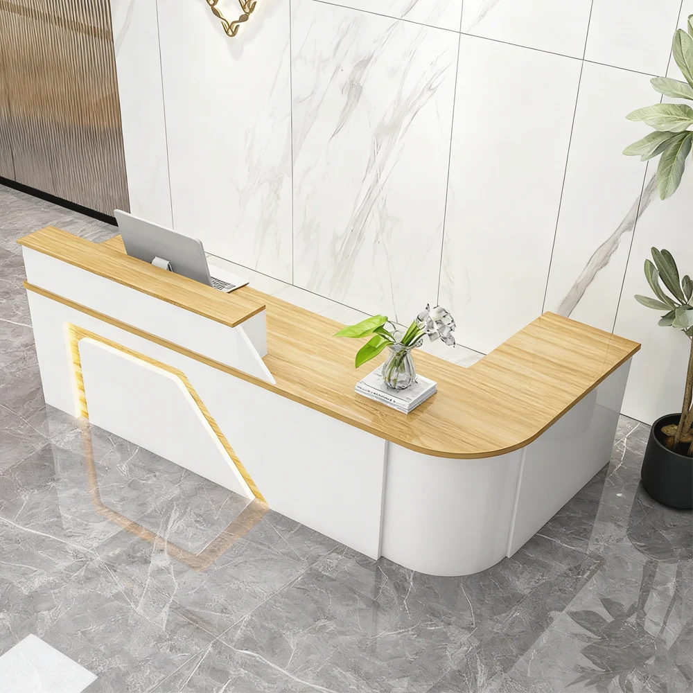 Curved Reception Desks & Service Counters for Store & Salon Classic And Versatile Rounded Cashier Reception Desk