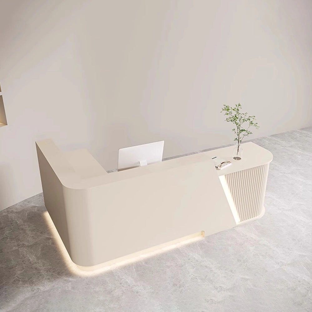 Minimalist Corner Reception Counter - Salon & Dental Minimalist rounded corner cashier reception desk
