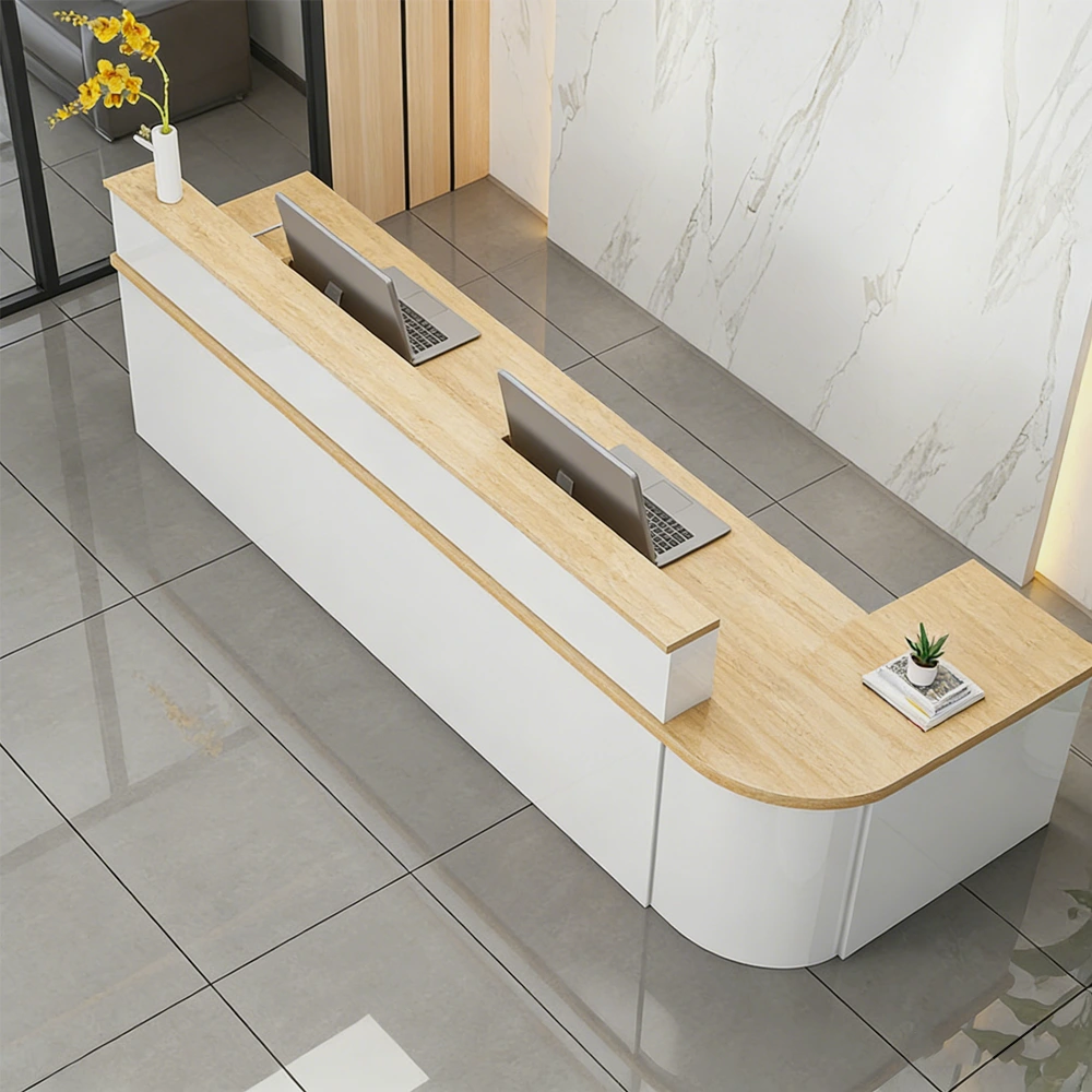 Rounded Corner Minimalist Reception Desk