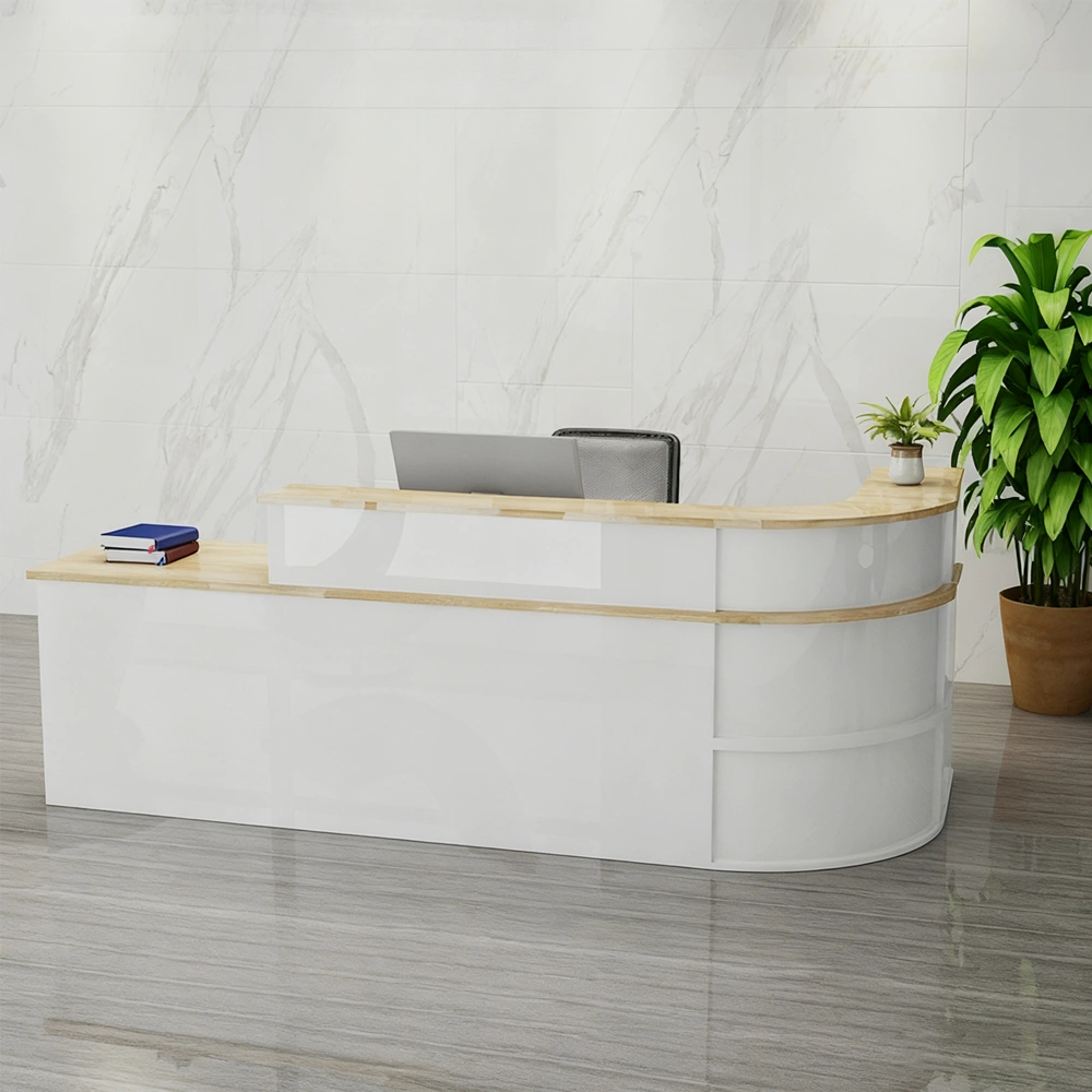 Modern Minimalist Curved Reception Desk