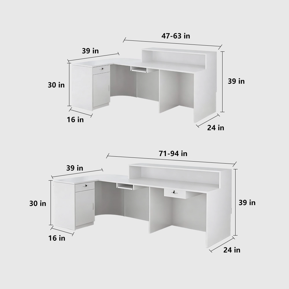 Small Curved Front Desk For Salon & Office Space