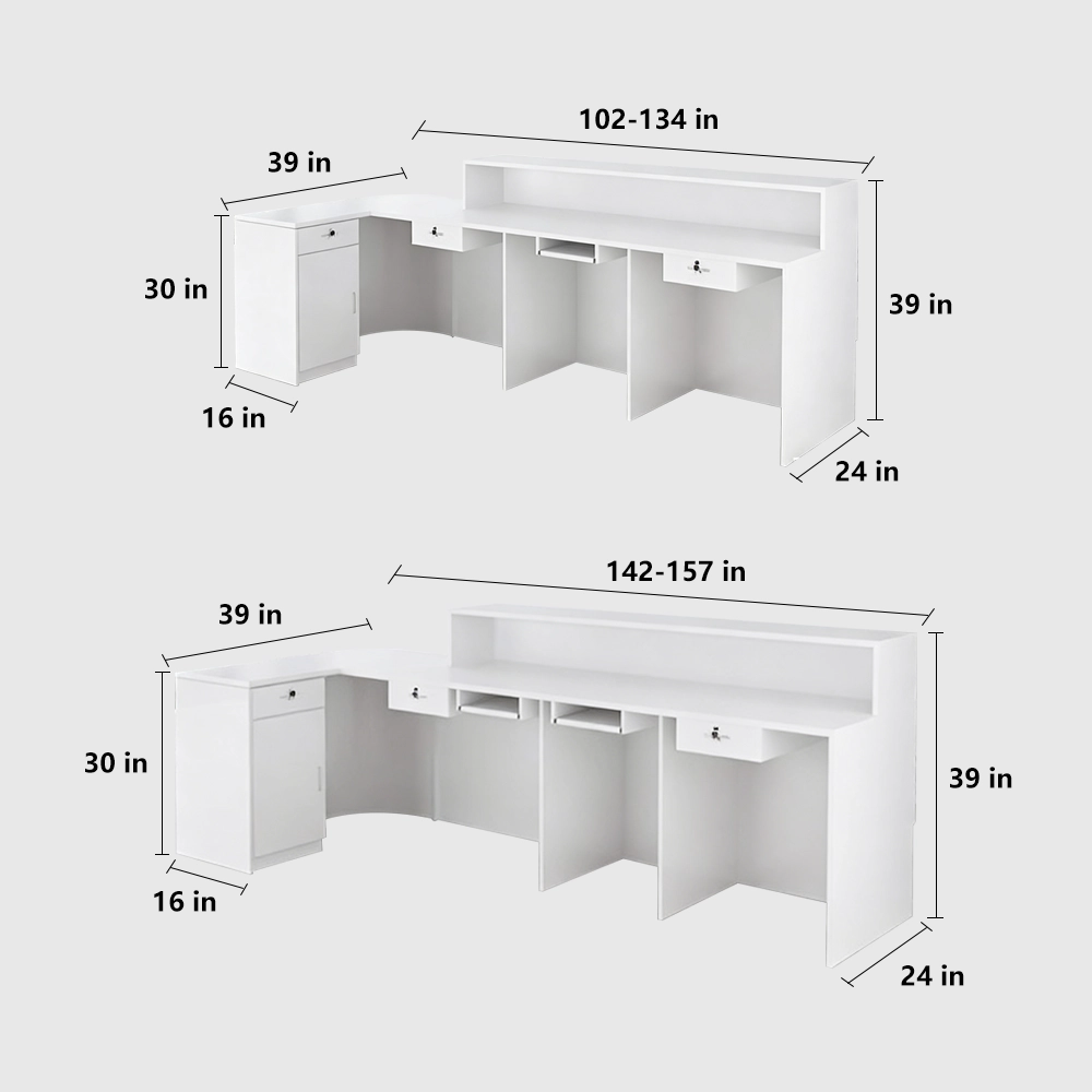 Small Curved Front Desk For Salon & Office Space