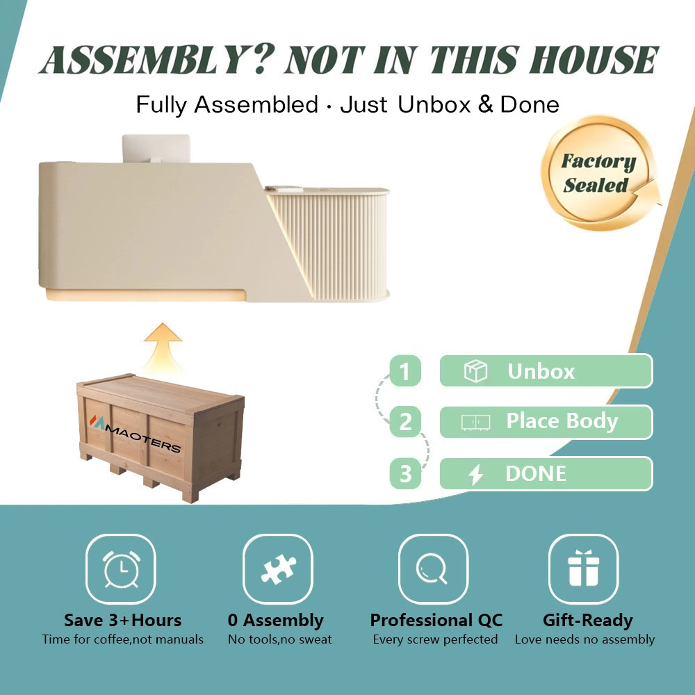 Minimalist Corner Reception Counter - Salon & Dental Minimalist rounded corner cashier reception desk
