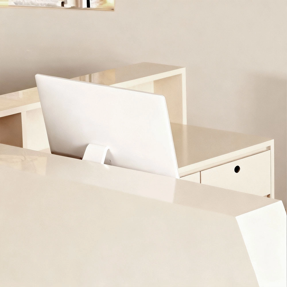 Minimalist Corner Reception Counter - Salon & Dental Minimalist rounded corner cashier reception desk