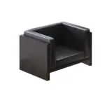 Compact Modern Guest Office Sofa - Genuine Leather, Black