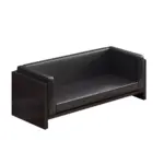 Compact Modern Guest Office Sofa - Genuine Leather, Black