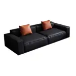 Leather Grey Sofa with Wide Armrests - Maoters