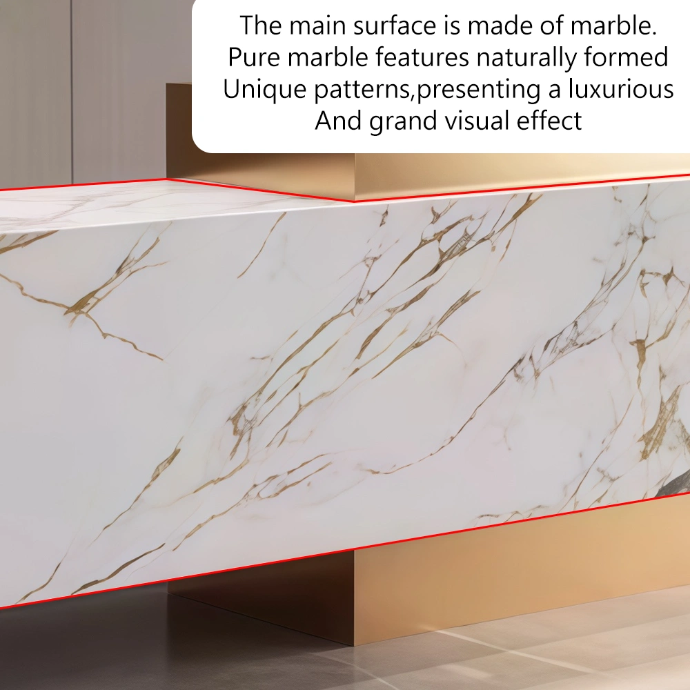 Luxury Marble Reception Desk with Stainless Steel Accents