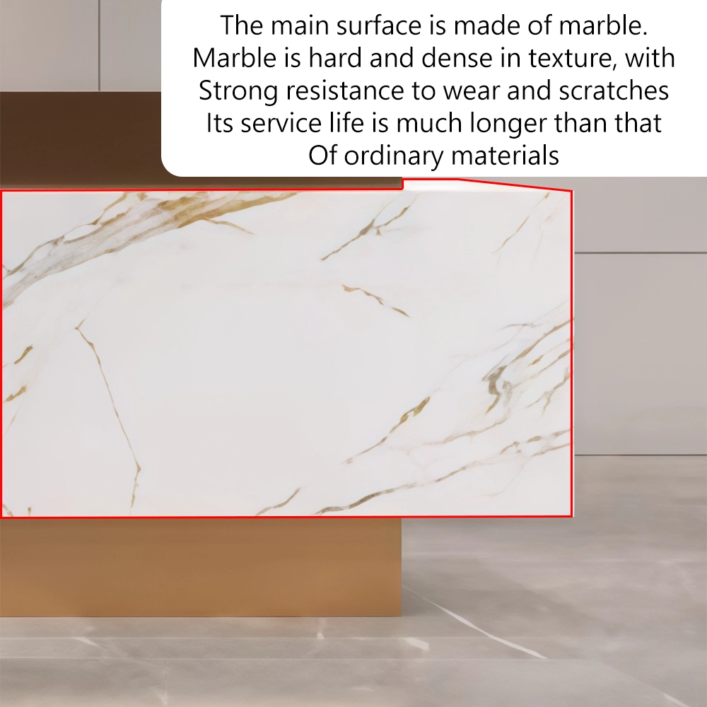 Luxury Marble Reception Desk with Stainless Steel Accents