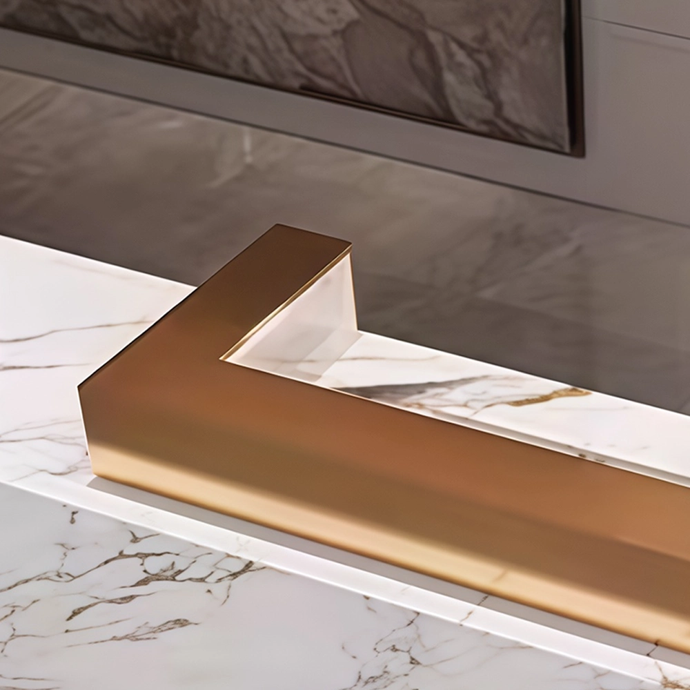 Luxury Marble Reception Desk with Stainless Steel Accents