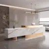 Luxury Marble Reception Desk with Stainless Steel Accents