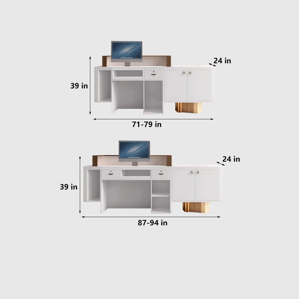 Luxury Marble Reception Desk with Stainless Steel Accents