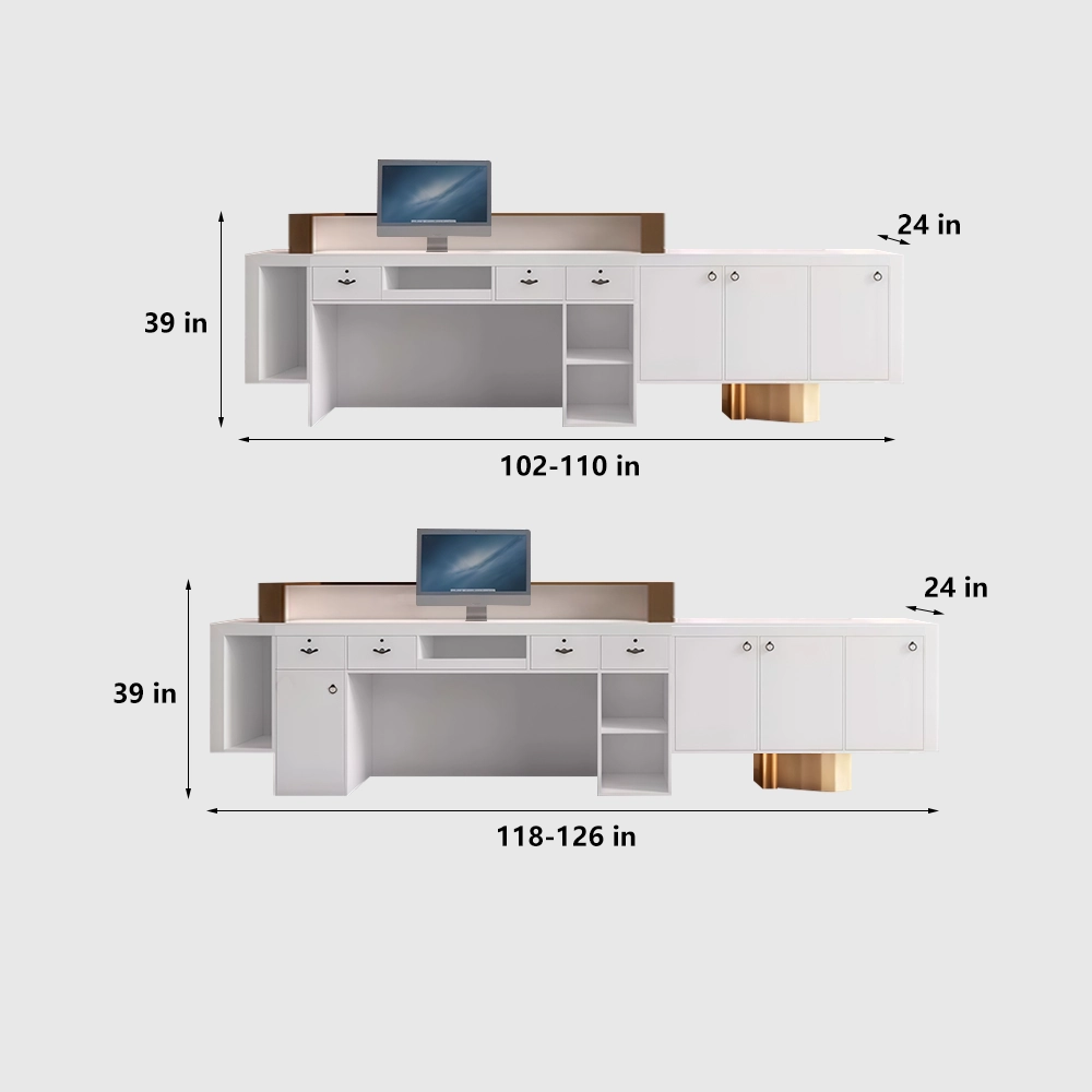 Luxury Marble Reception Desk with Stainless Steel Accents