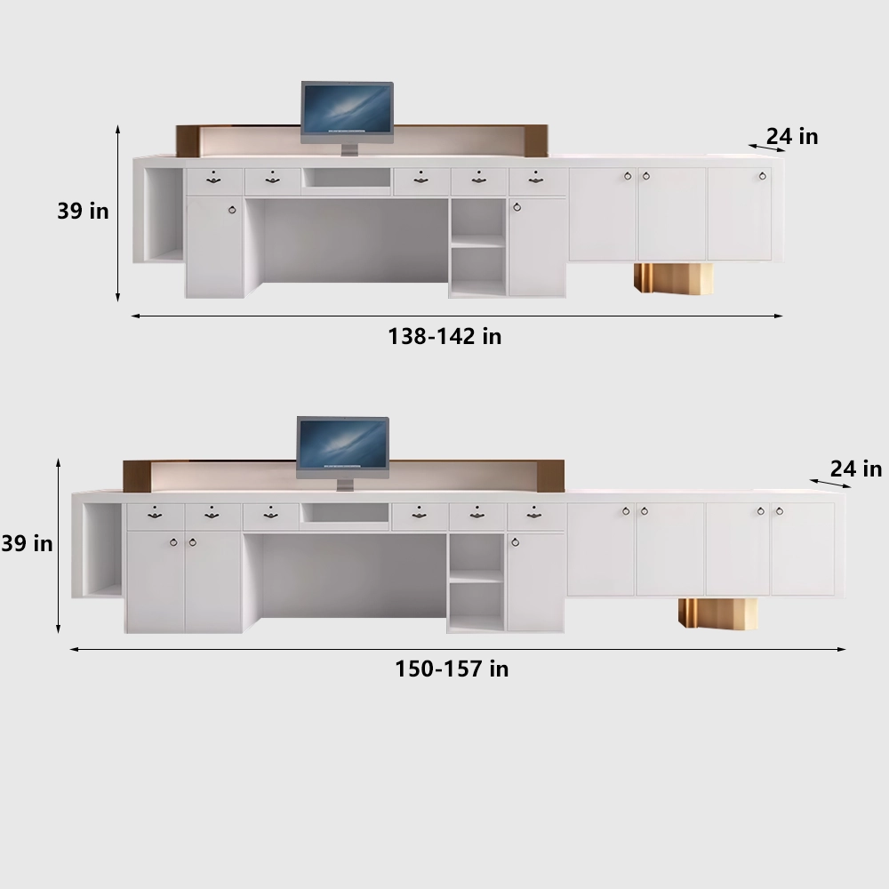 Luxury Marble Reception Desk with Stainless Steel Accents