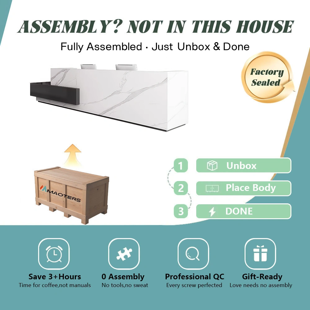 Rectangular Marble Reception Desk for Corporate & Hotel Lobby