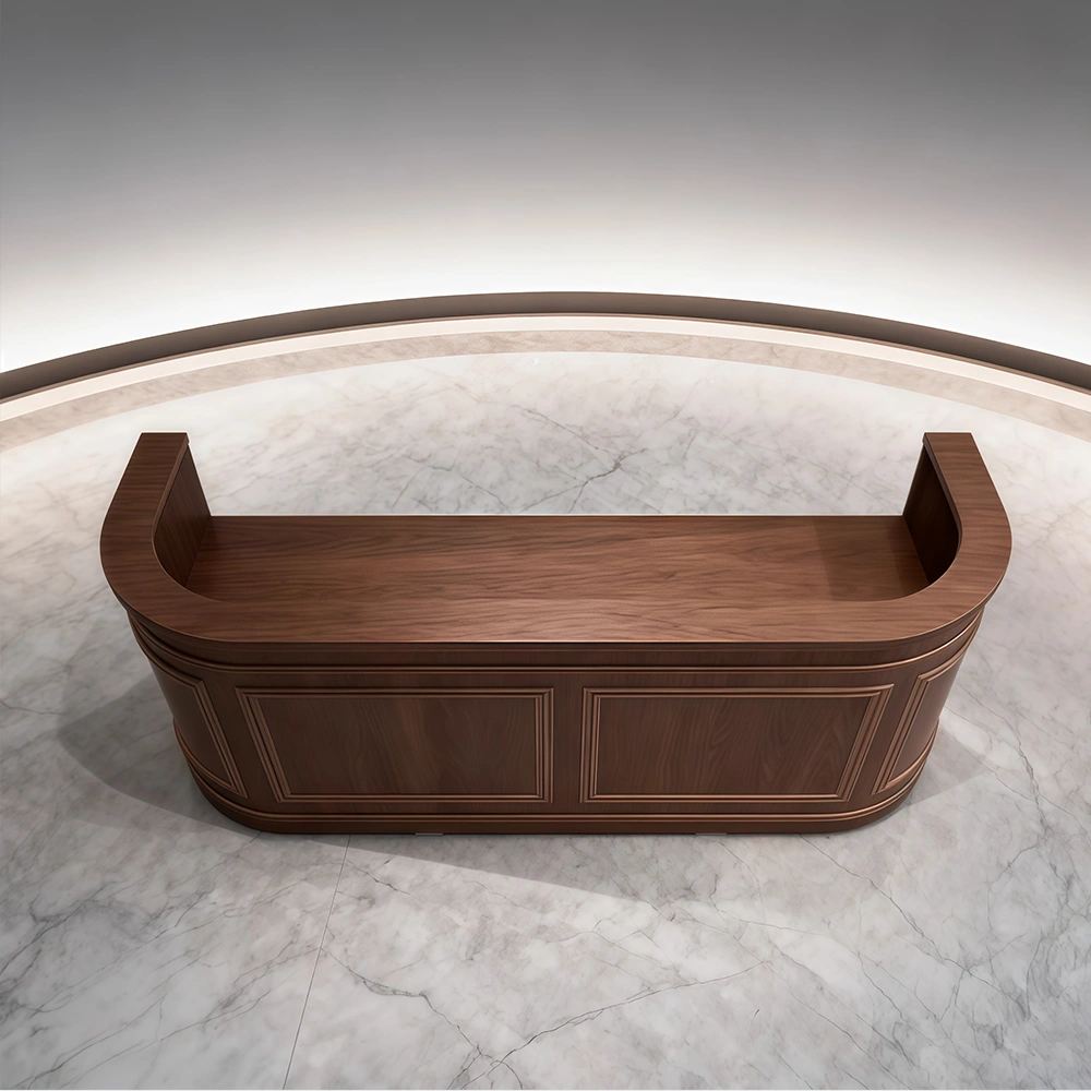 European Retro Solid Wood Curved Front Desk