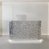 Curved Wave-patterned Stainless Steel Reception Desk