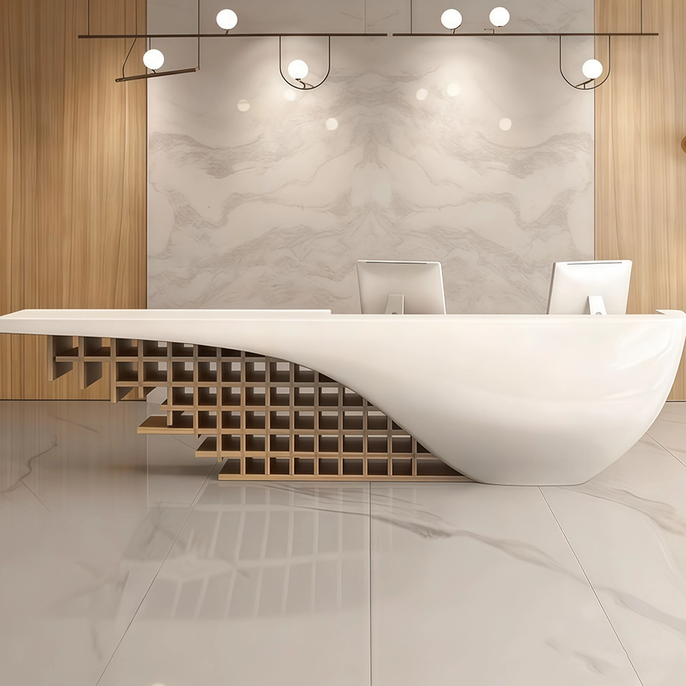 Modern Creative Shaped Lacquer Reception Desk