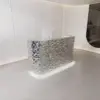 Curved Wave-patterned Stainless Steel Reception Desk