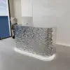 Curved Wave-patterned Stainless Steel Reception Desk