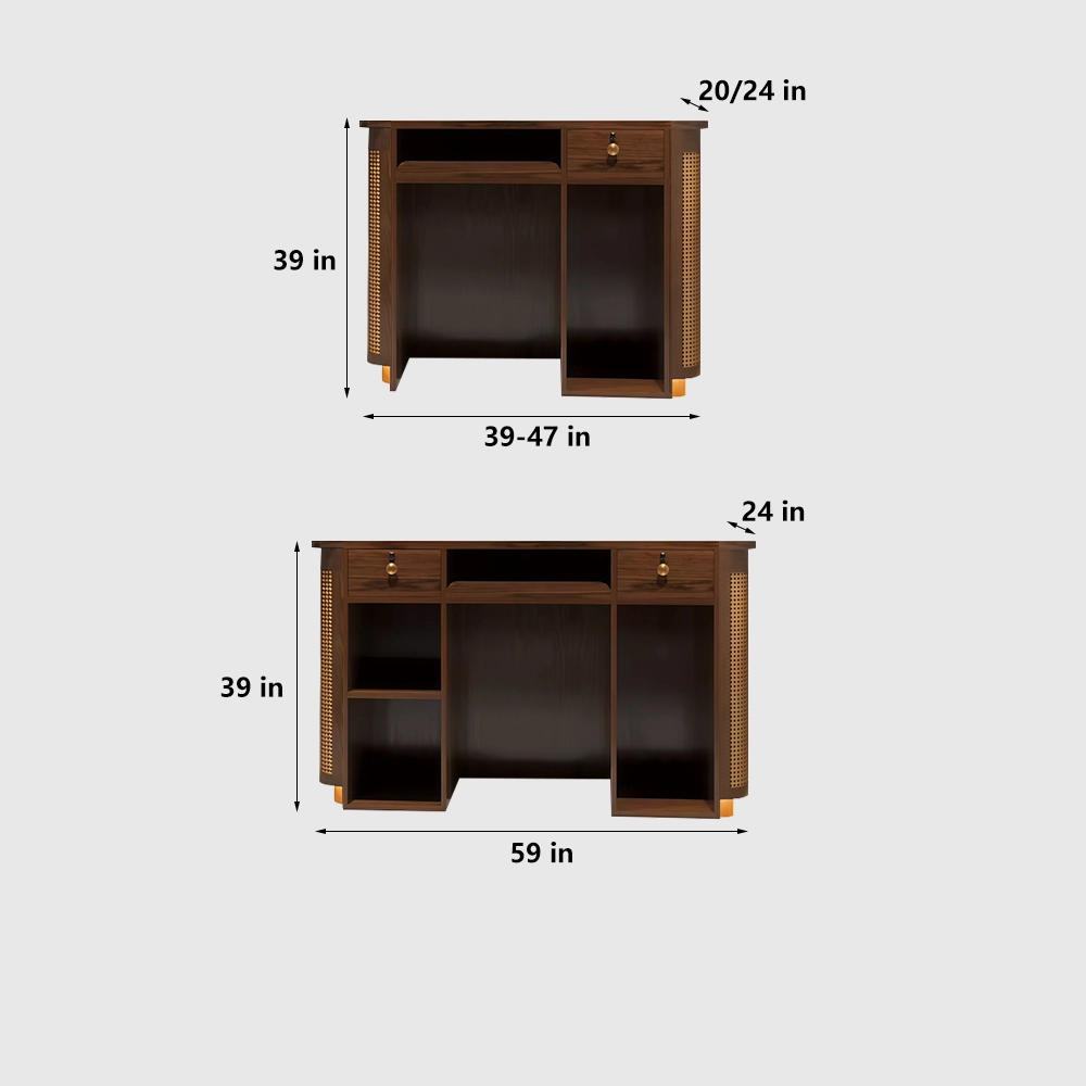 Wabi-sabi Style Reception Desk Made Of Rattan