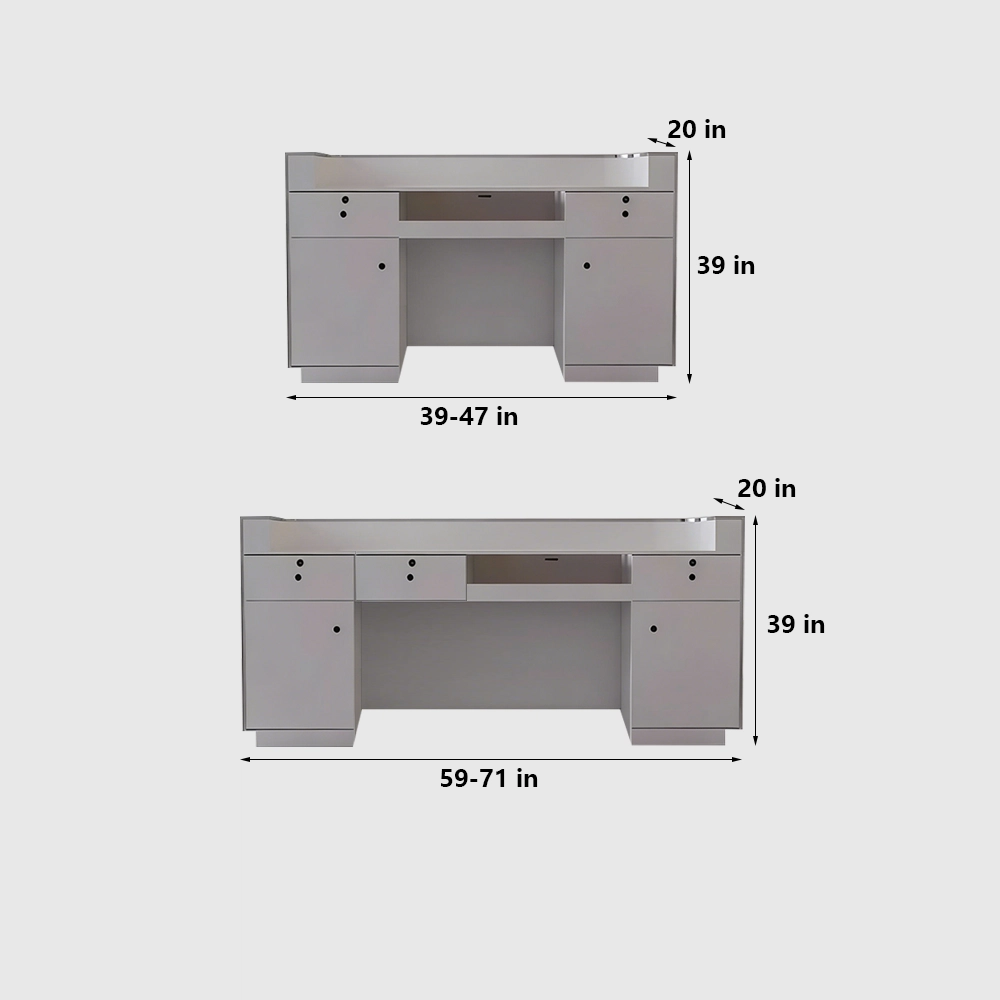 Curved Wave-patterned Stainless Steel Reception Desk