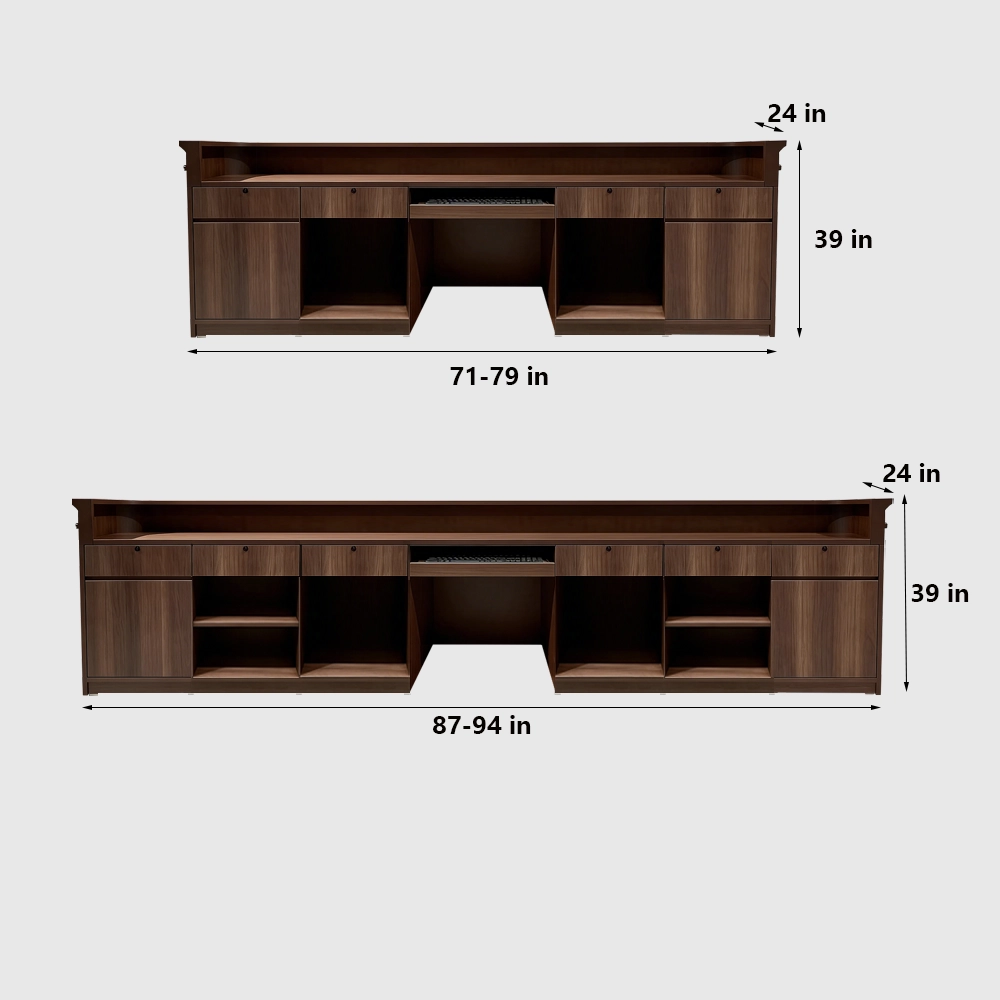 European Retro Solid Wood Curved Front Desk