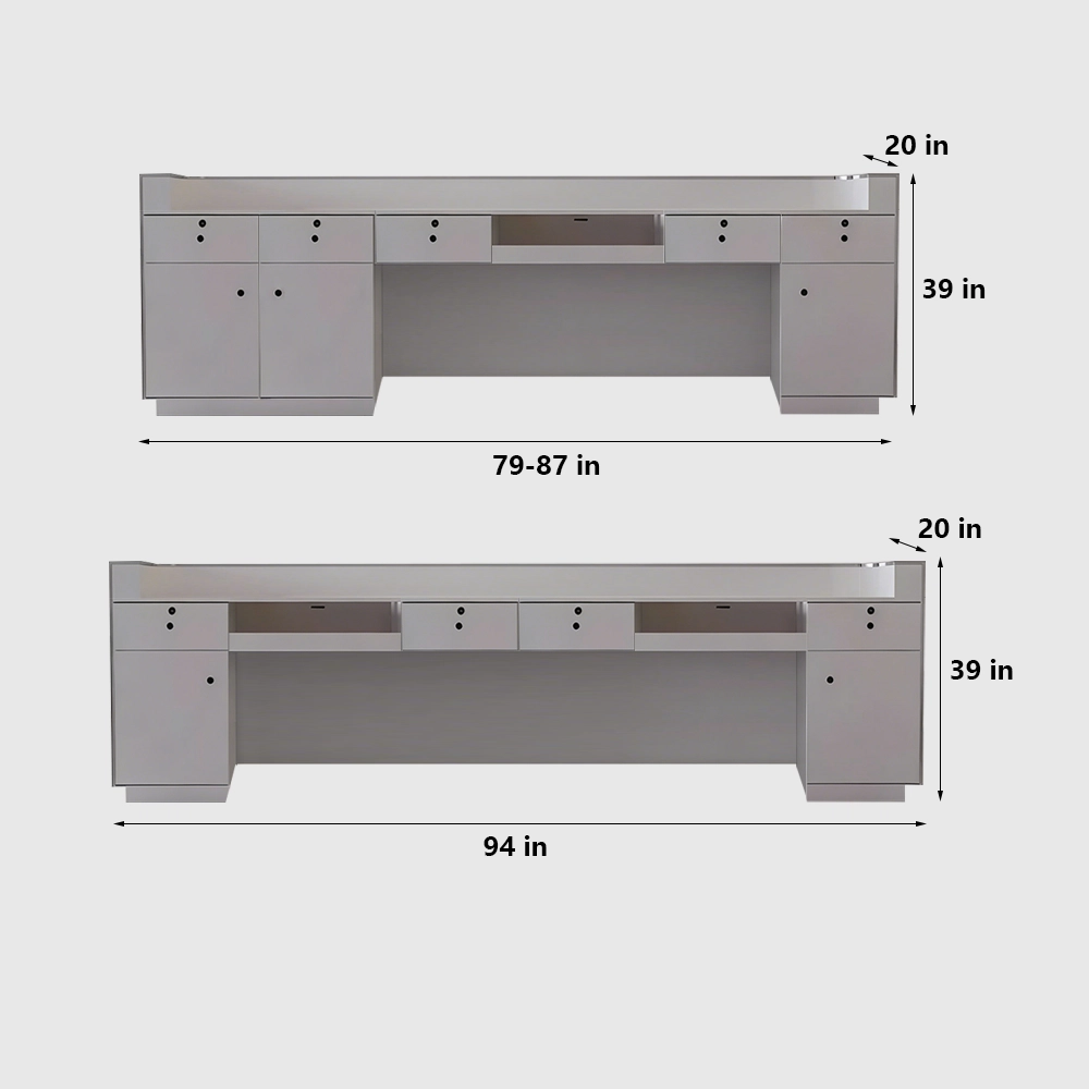 Curved Wave-patterned Stainless Steel Reception Desk