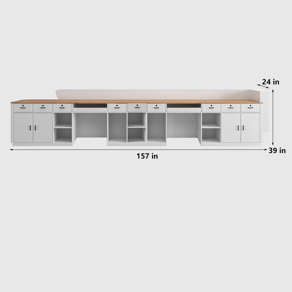Curved Solid Wood High-end Reception And Consultation Desk