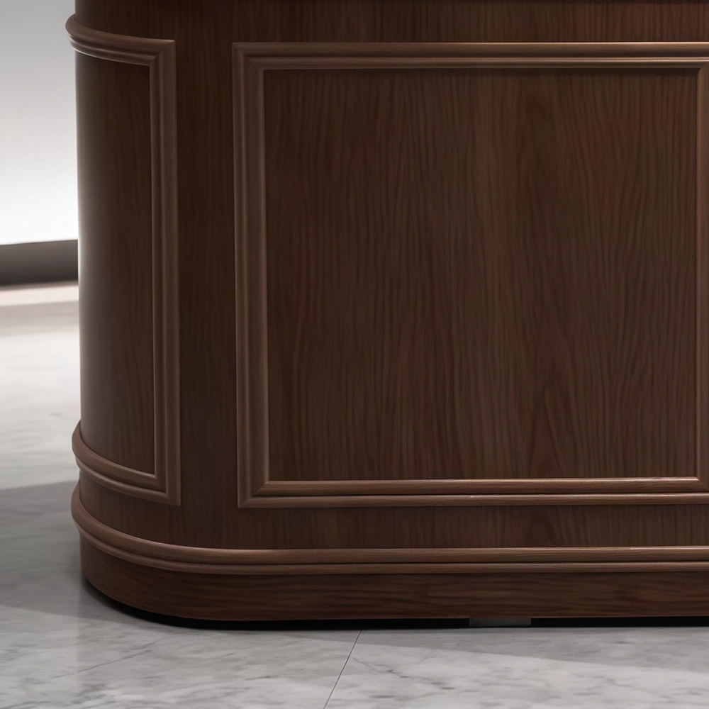 European Retro Solid Wood Curved Front Desk