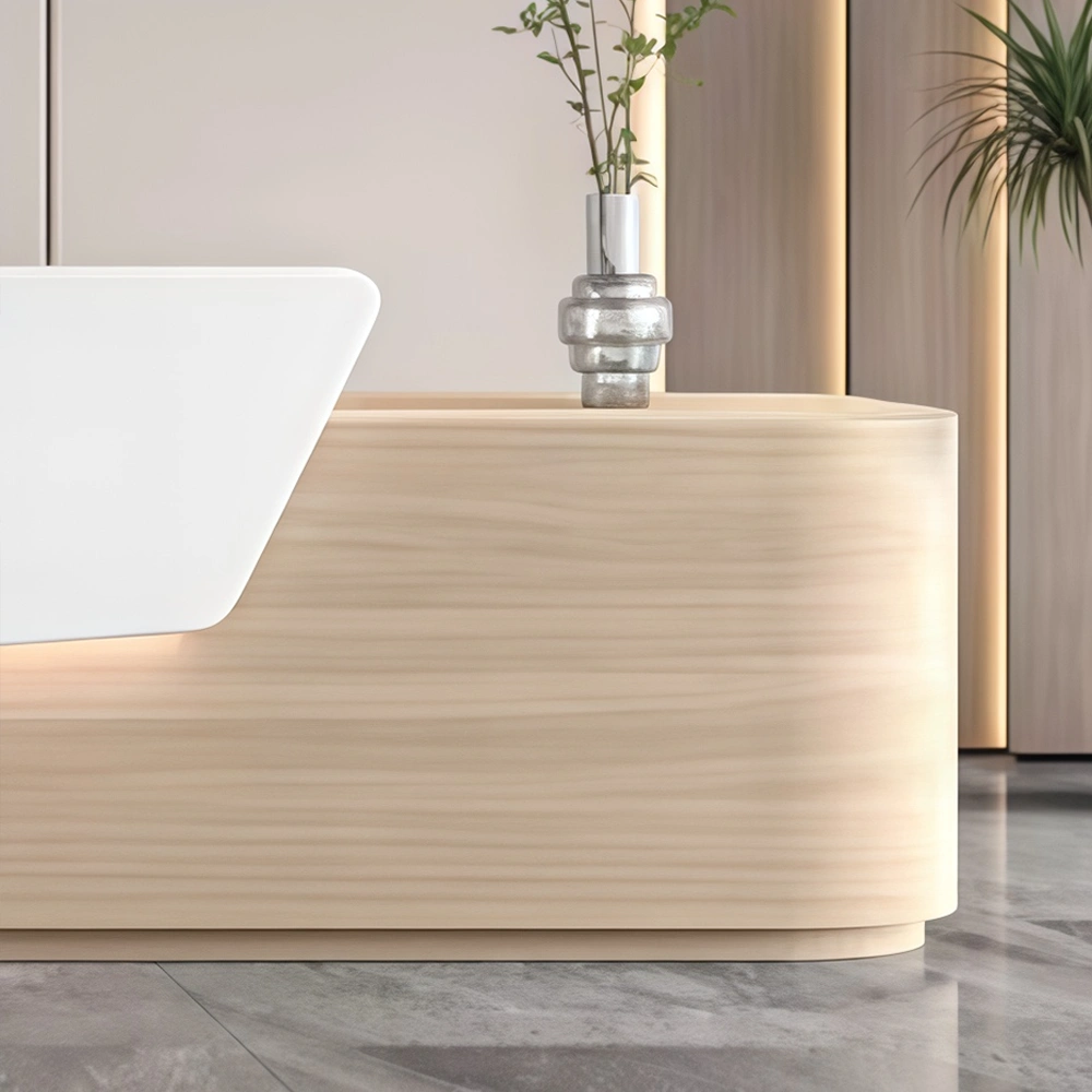 Curved Solid Wood High-end Reception And Consultation Desk