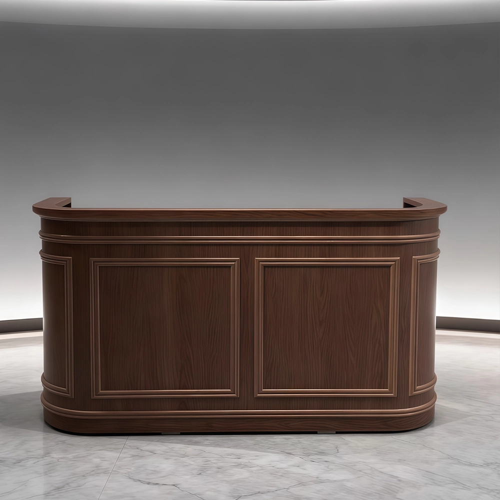 European Retro Solid Wood Curved Front Desk