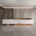 Luxury Marble Reception Desk with Stainless Steel Accents