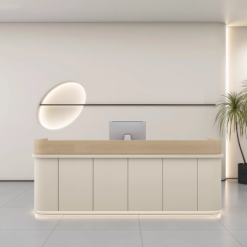 Premium Cream Tone Reception Desk for Academy & Salon