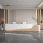 Curved Solid Wood High-end Reception And Consultation Desk