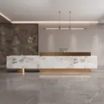 Luxury Marble Reception Desk with Stainless Steel Accents