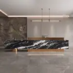 Luxury Marble Reception Desk with Stainless Steel Accents