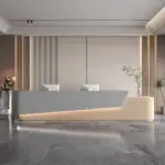 Curved Solid Wood High-end Reception And Consultation Desk