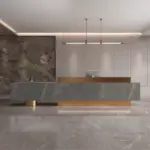Luxury Marble Reception Desk with Stainless Steel Accents