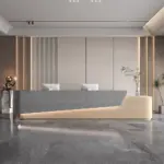 Curved Solid Wood High-end Reception And Consultation Desk