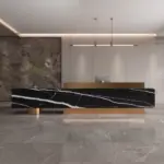 Luxury Marble Reception Desk with Stainless Steel Accents