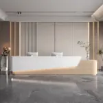 Curved Solid Wood High-end Reception And Consultation Desk