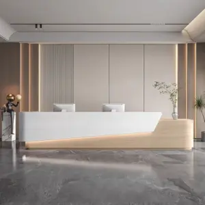 Curved Solid Wood High-end Reception And Consultation Desk