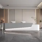 Curved Solid Wood High-end Reception And Consultation Desk