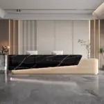 Curved Solid Wood High-end Reception And Consultation Desk