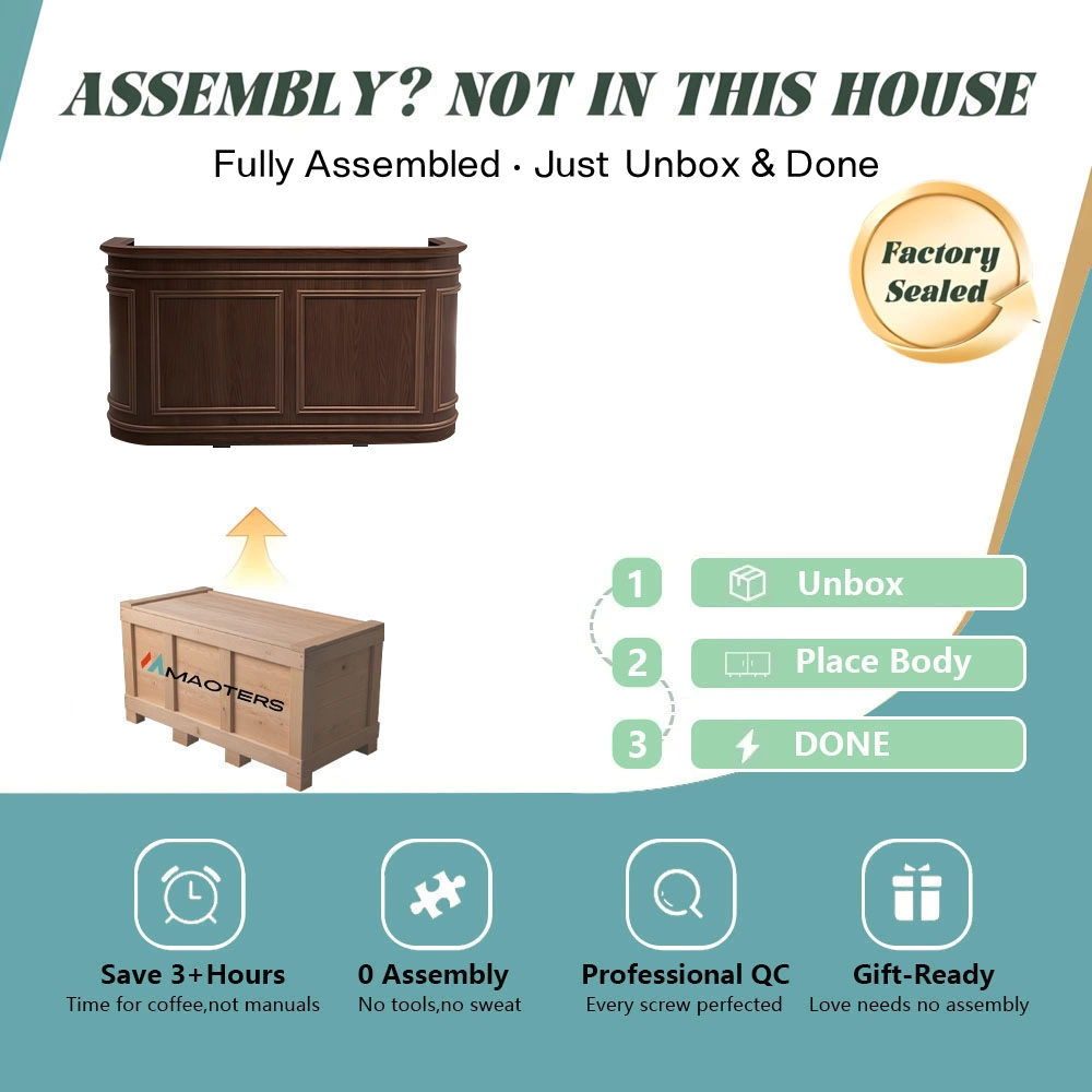 European Retro Solid Wood Curved Front Desk