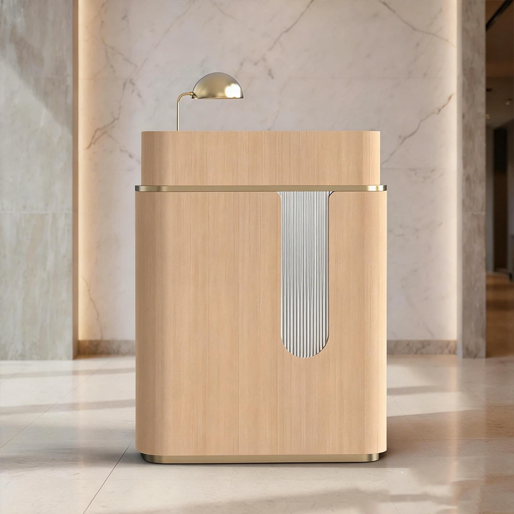 Modern Minimalist Wood Grain Reception Desk